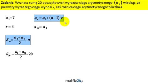 Wzór Na Sumę Wyrazów Ciągu Arytmetycznego Suma ciągu arytmetycznego - MatFiz24.pl